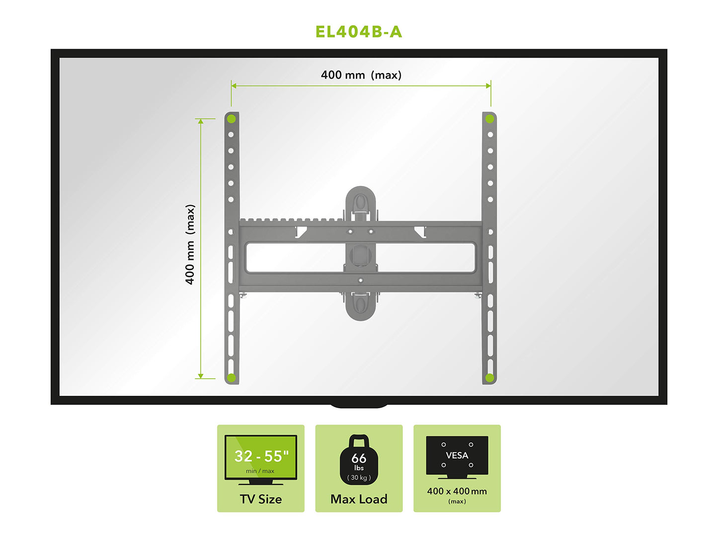 AVF Full Motion Long Extension TV Wall Mount for Most 25" to 55" in Black