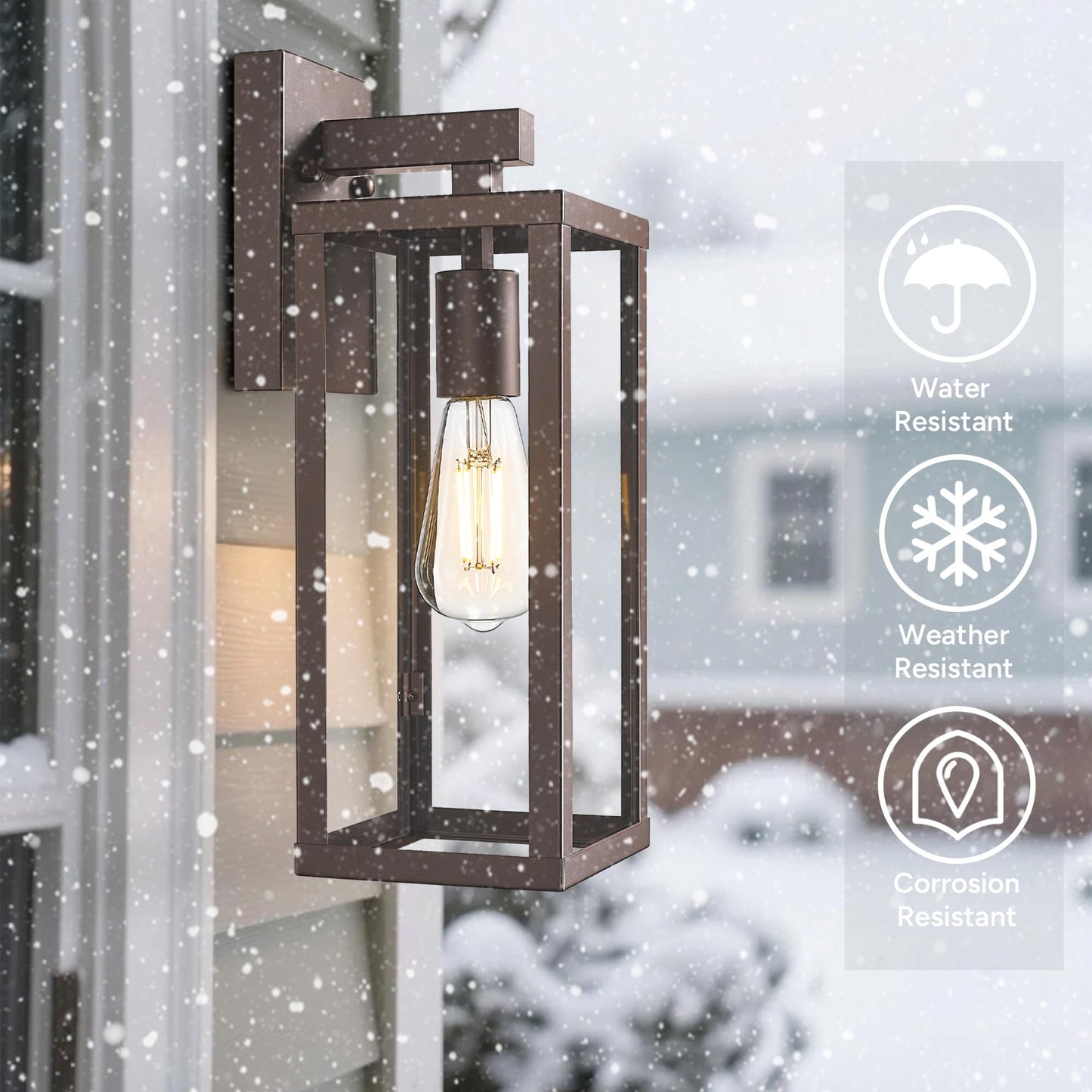 Outdoor Wall Light with Clear Glass, Anti-Rust Exterior Wall Sconce, Weather Resistant Outdoor Lantern, Exterior Lighting for Porch, Patio, Garage