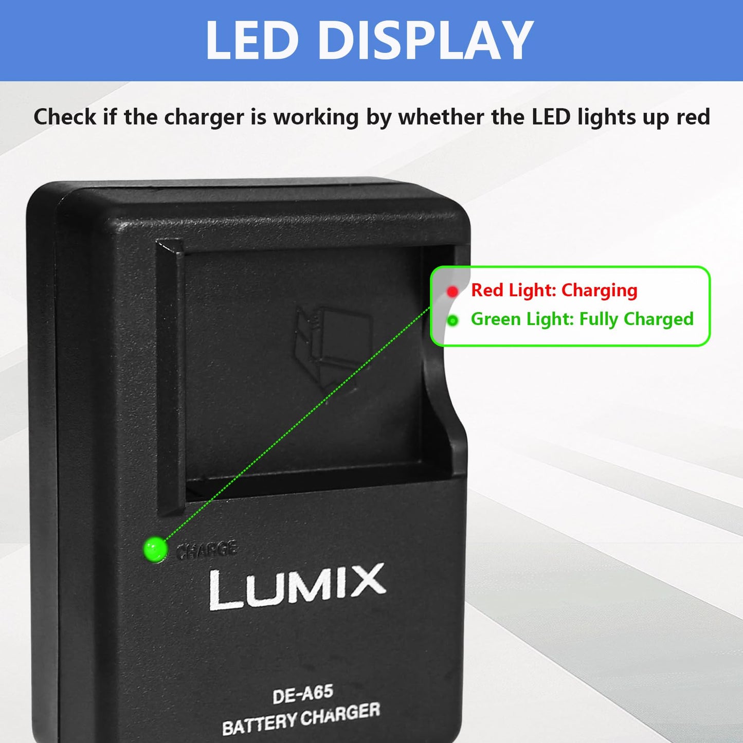 DE-A65 Camera Battery Charger for Panasonic? LUMIX DE-A65A DE-A65B DE-A65BA DEA65 DEA65A DEA65B DMC-ZS1 ZS3 ZS5 ZS7 ZS8 ZS10 Camera DMW-BCG10GK
