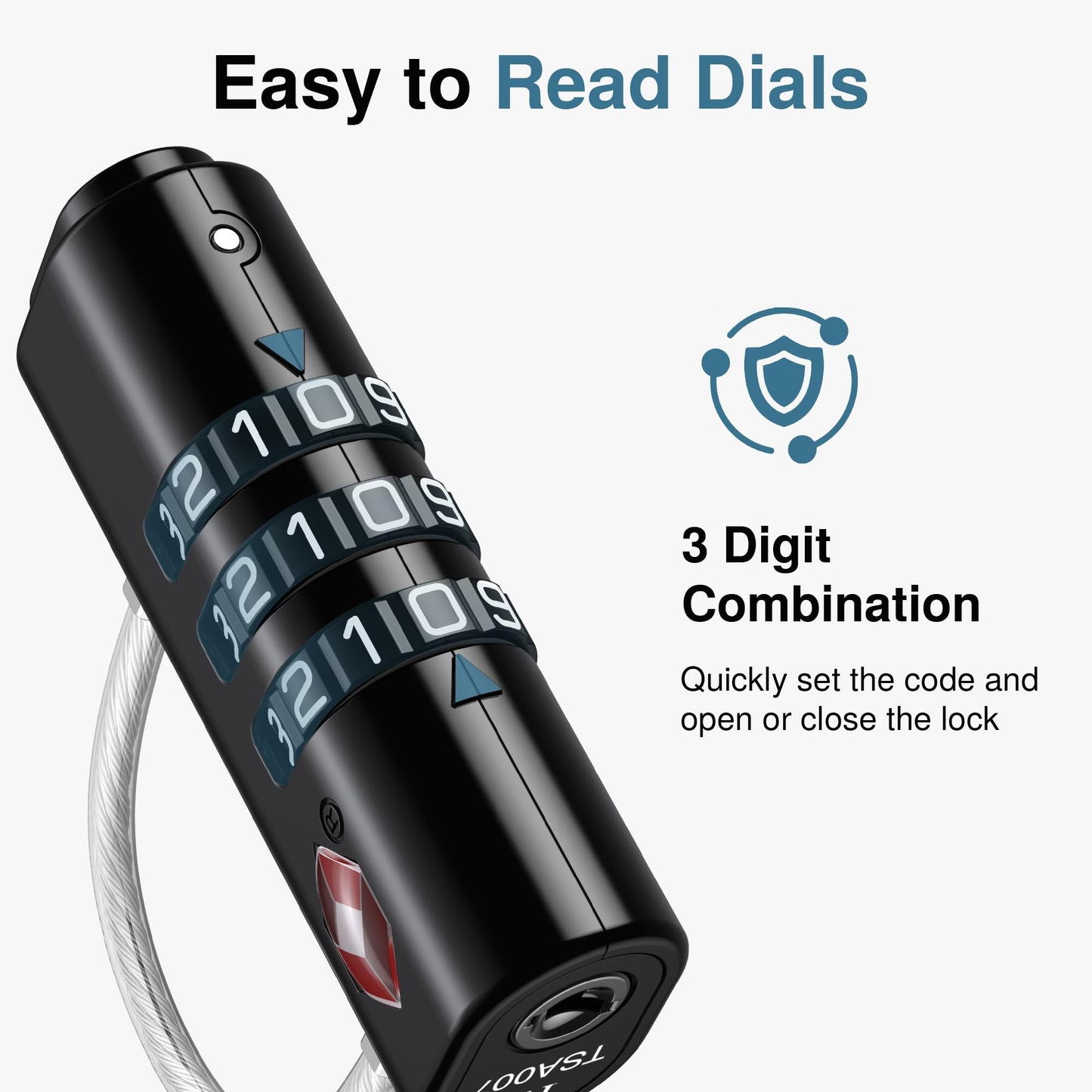 Puroma TSA Approved Luggage Locks 2 Pack – Black Resettable Combination Travel Padlocks for Suitcases, Backpacks, Gym Lockers & Bags