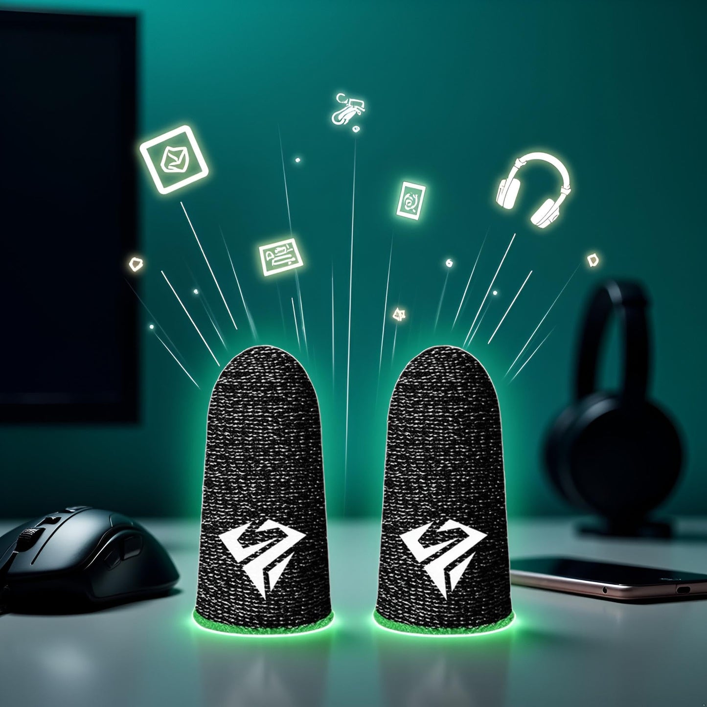 1 Pair of Black Finger Sleeves for Pubg Mobile Games Gaming Breathable Fingertips Sweatproof Fingertip for Cell Phone Gaming Mobile Cove Slip