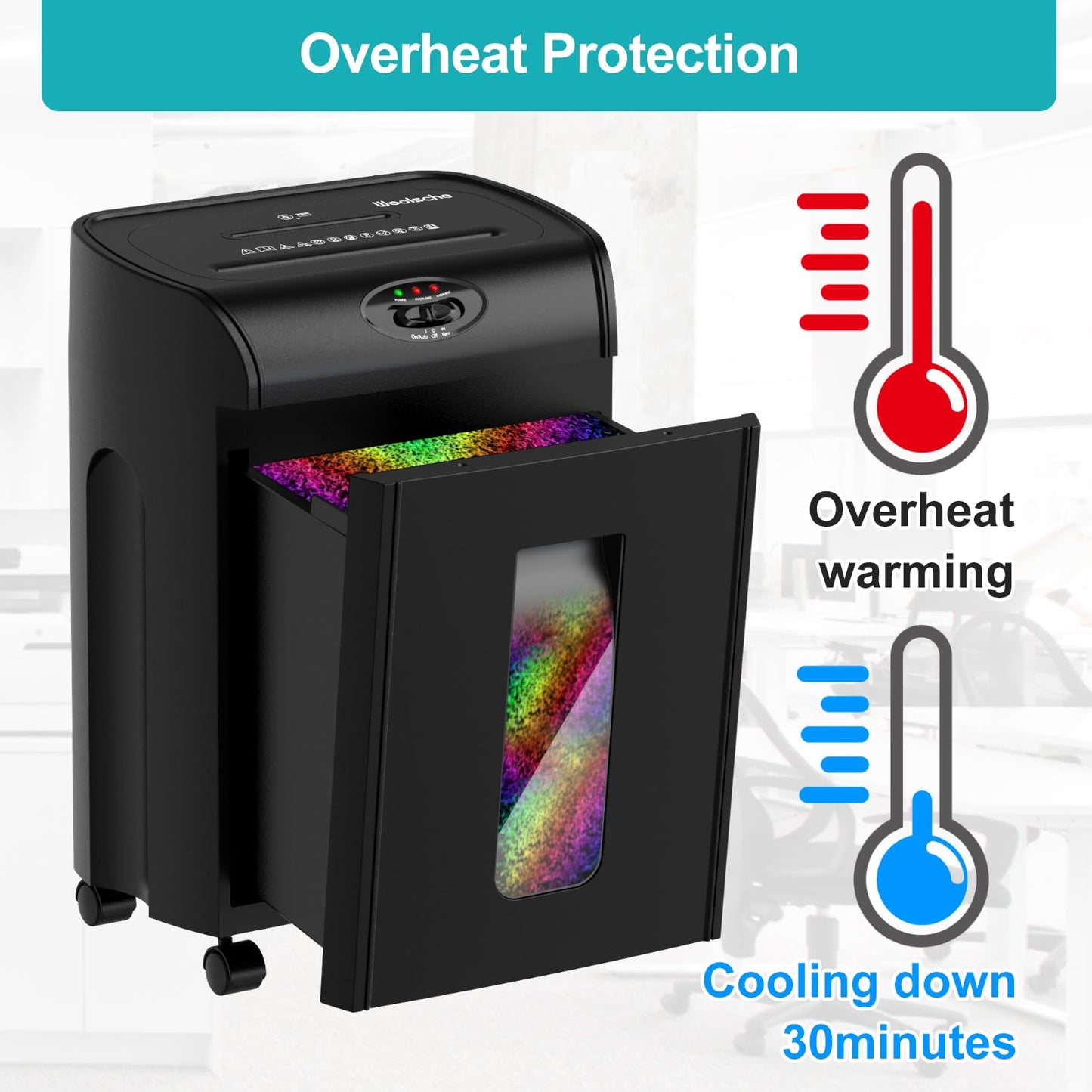 Woolsche Paper Shredder, 16-Sheet Cross Cut with 4.76-Gallon Pull Out Basket, P-4 Security Level, 3-Mode Design Shred Paper and CD/Credit Card