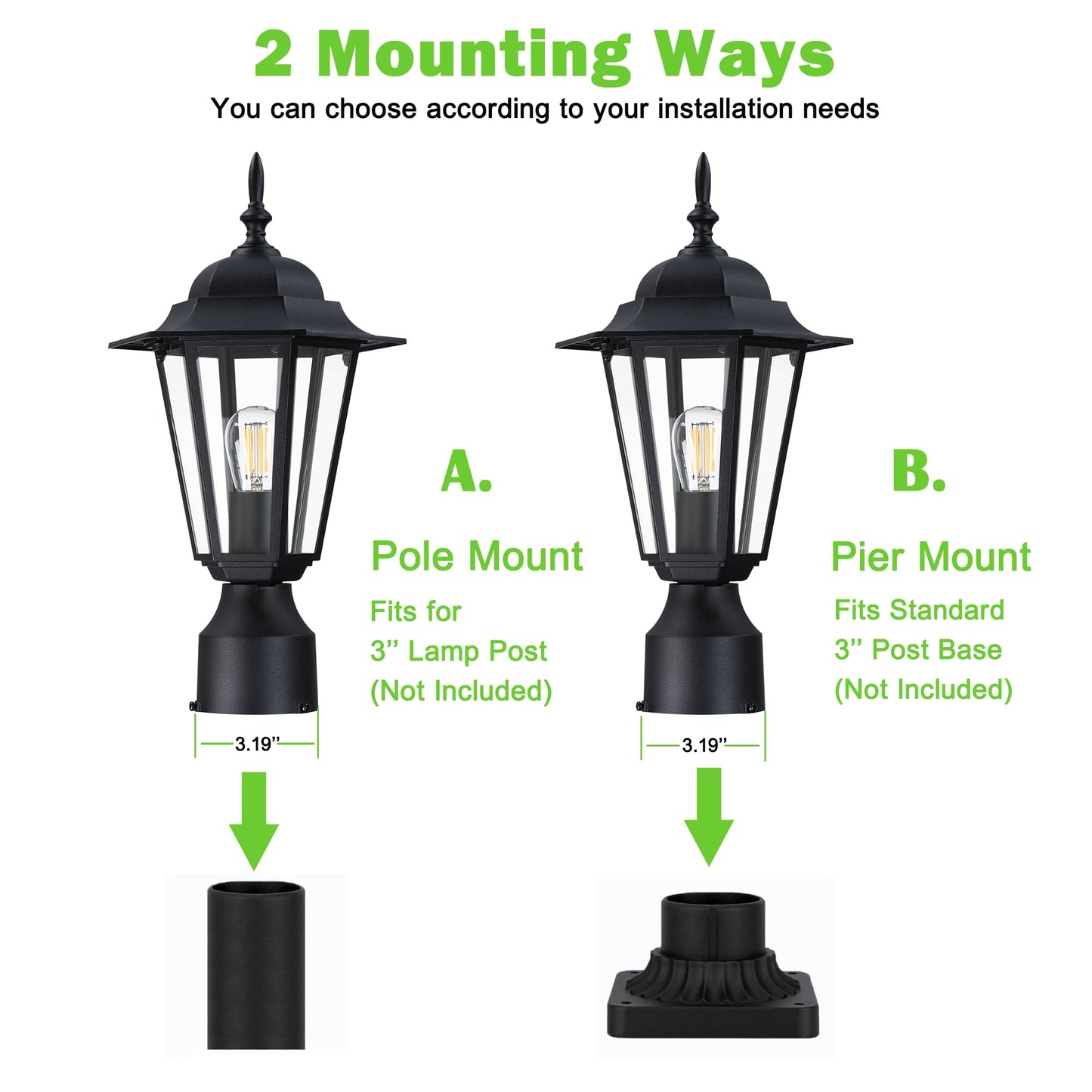 Kumtin Smart Outdoor Post Light, Water-Proof and Rust-Proof Pole Lamp