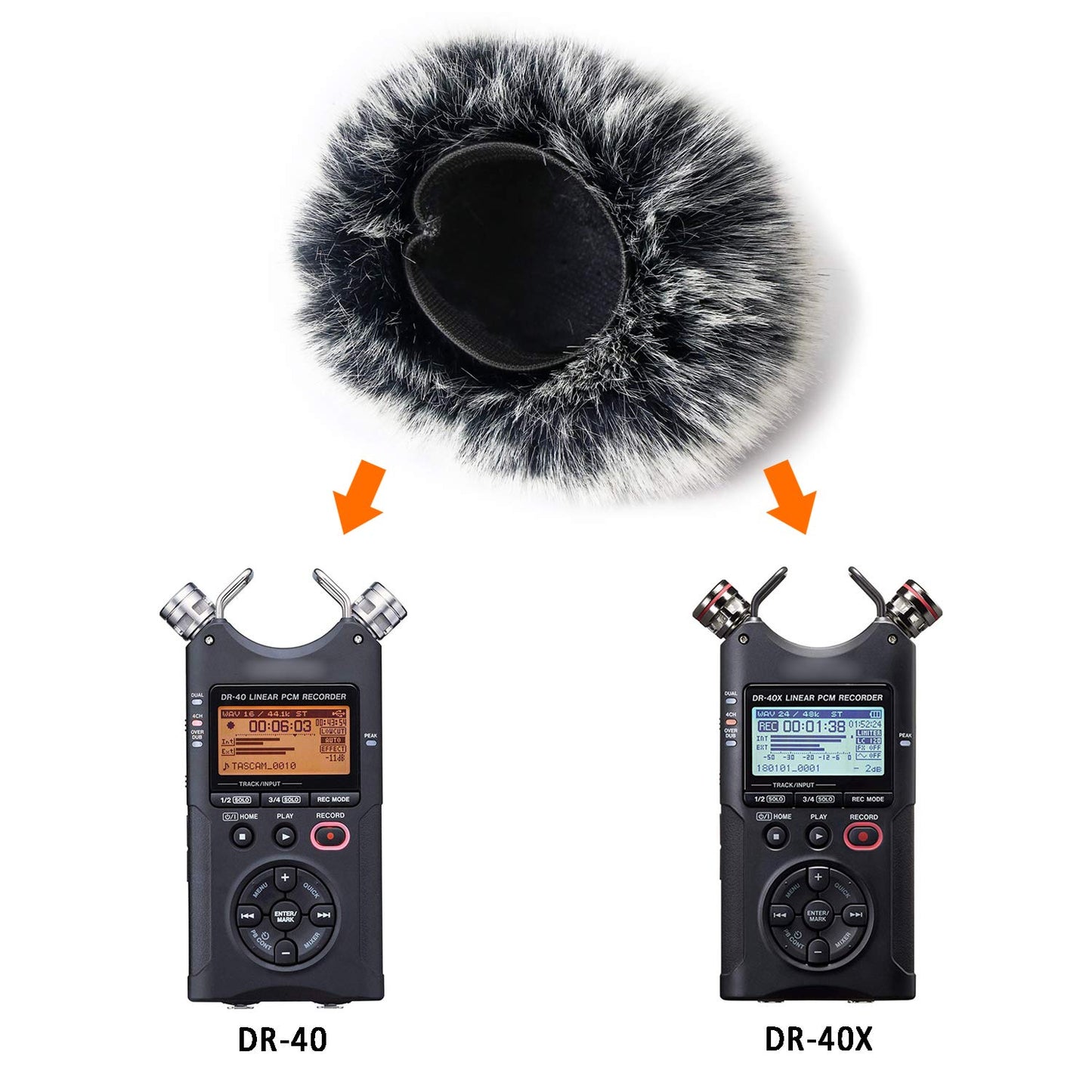 SUNMON Microphone Windscreen for Tascam DR-40X DR40X Mic Recorders,Furry Tascam Windscreen Cover