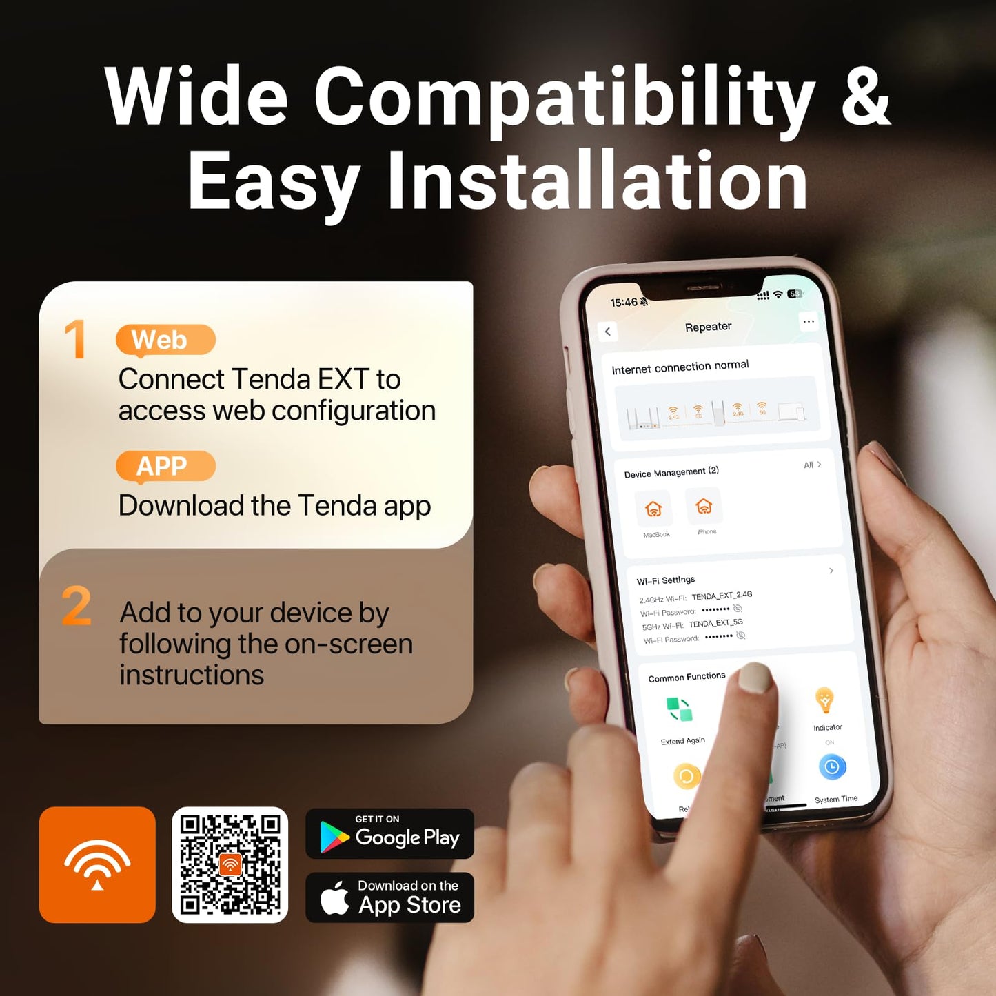 Tenda AX1500 WiFi 6 Range Extender, WiFi Signal Booster for Home Up to 1500sg.ft and 30+ Devices, Dual Band WiFi Extender Booster with Gigabit