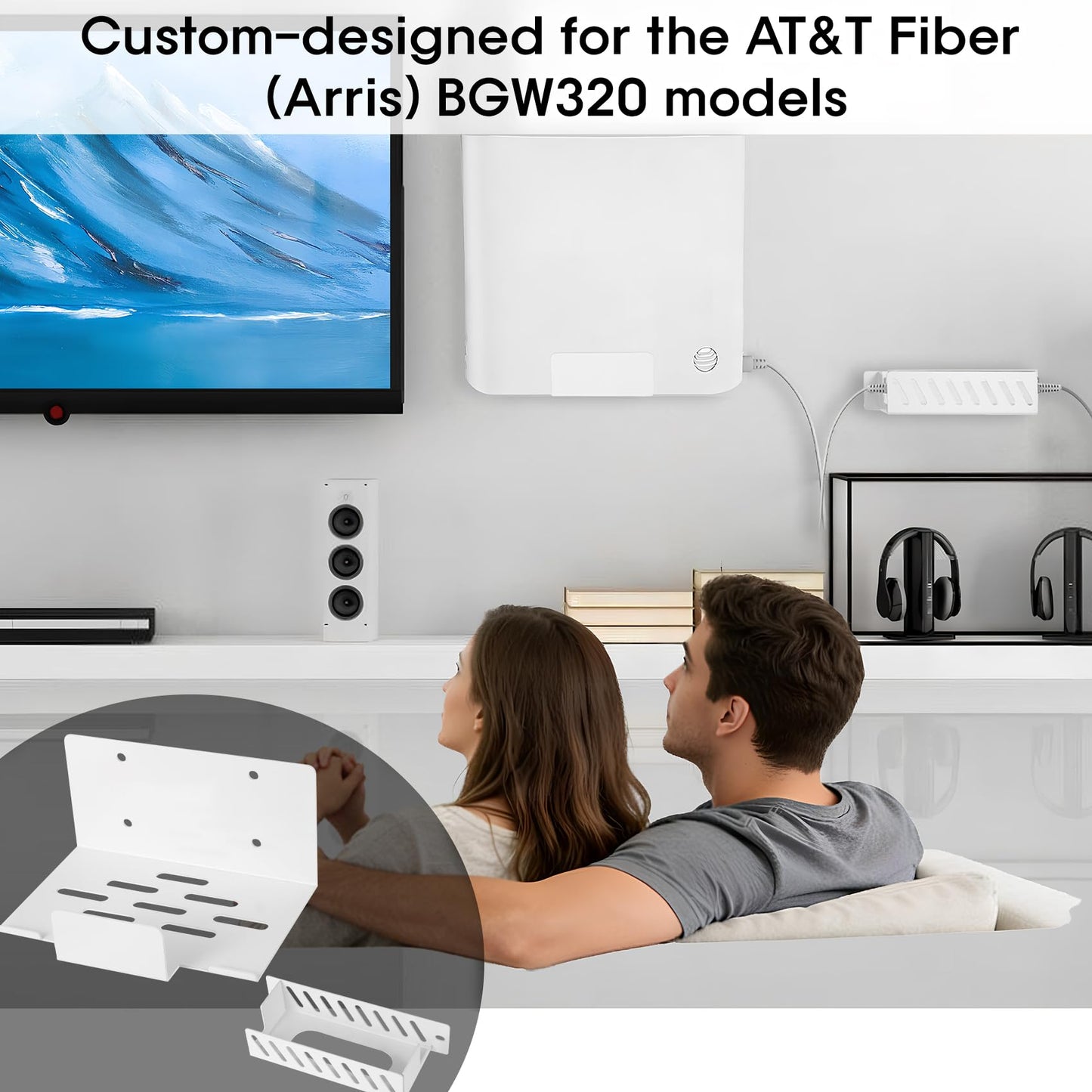 Metal Wall Mount for AT&T Fiber (Arris) BGW320+Power Bricks Mount Holder Kit,Designed for AT&T Internet Modem Gateway Mounting Holder Compatible