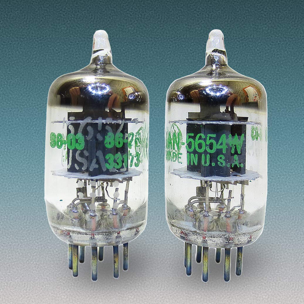 Riverstone Audio - Tested/Matched Pair (2 Tubes) 7-Pin JAN 5654W Fully-Tested Vacuum Tubes - Upgrade for 6AK5 / 6J1 / 6J1P / EF95 - JAN 5654W Platinum