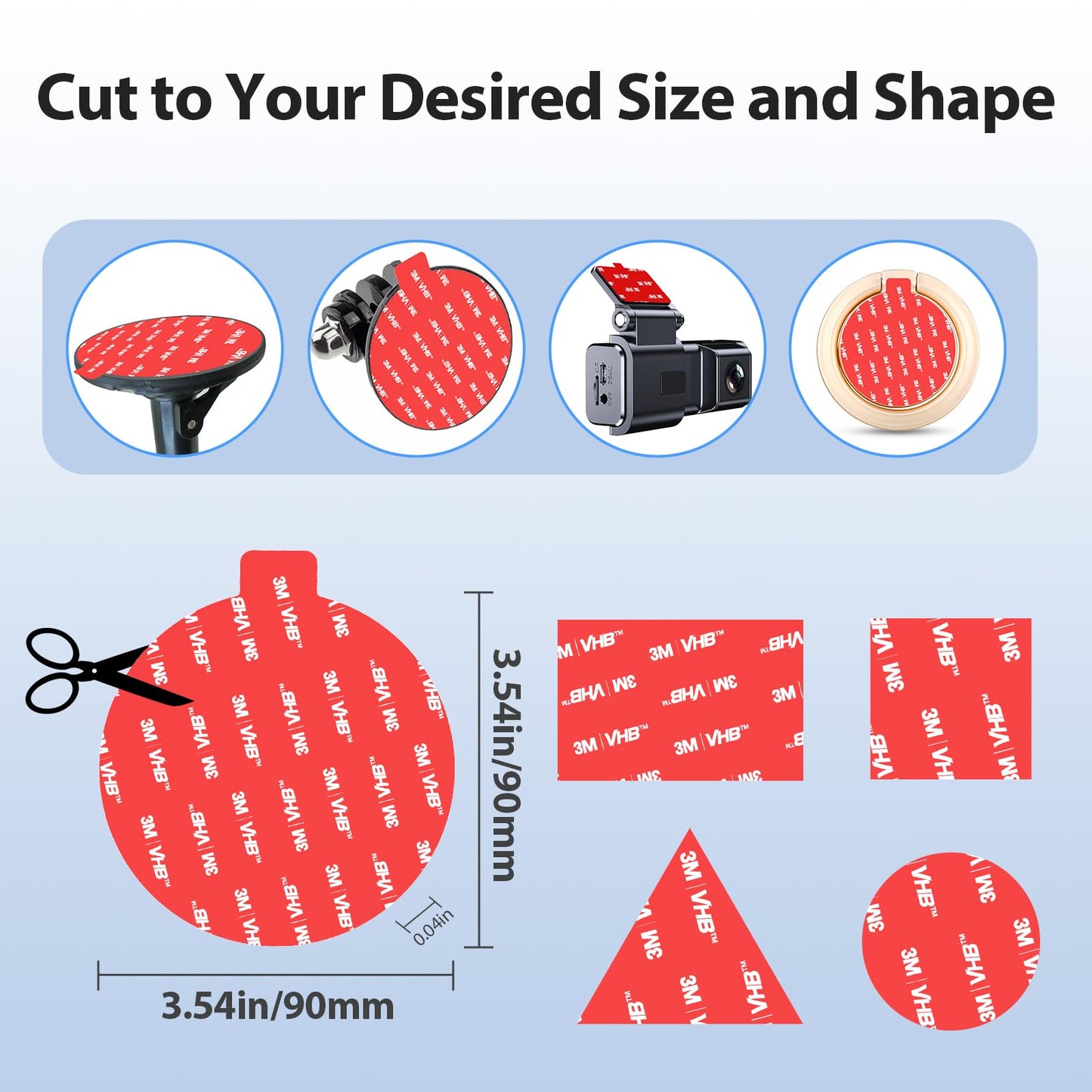 pop-tech 90mm(3.54") 4pcs 3M Sticky Pads Replacement for Car Phone Mount Windshield Dashboard,3M VHB Heat Resistance Circle Double Sided Heavy Duty