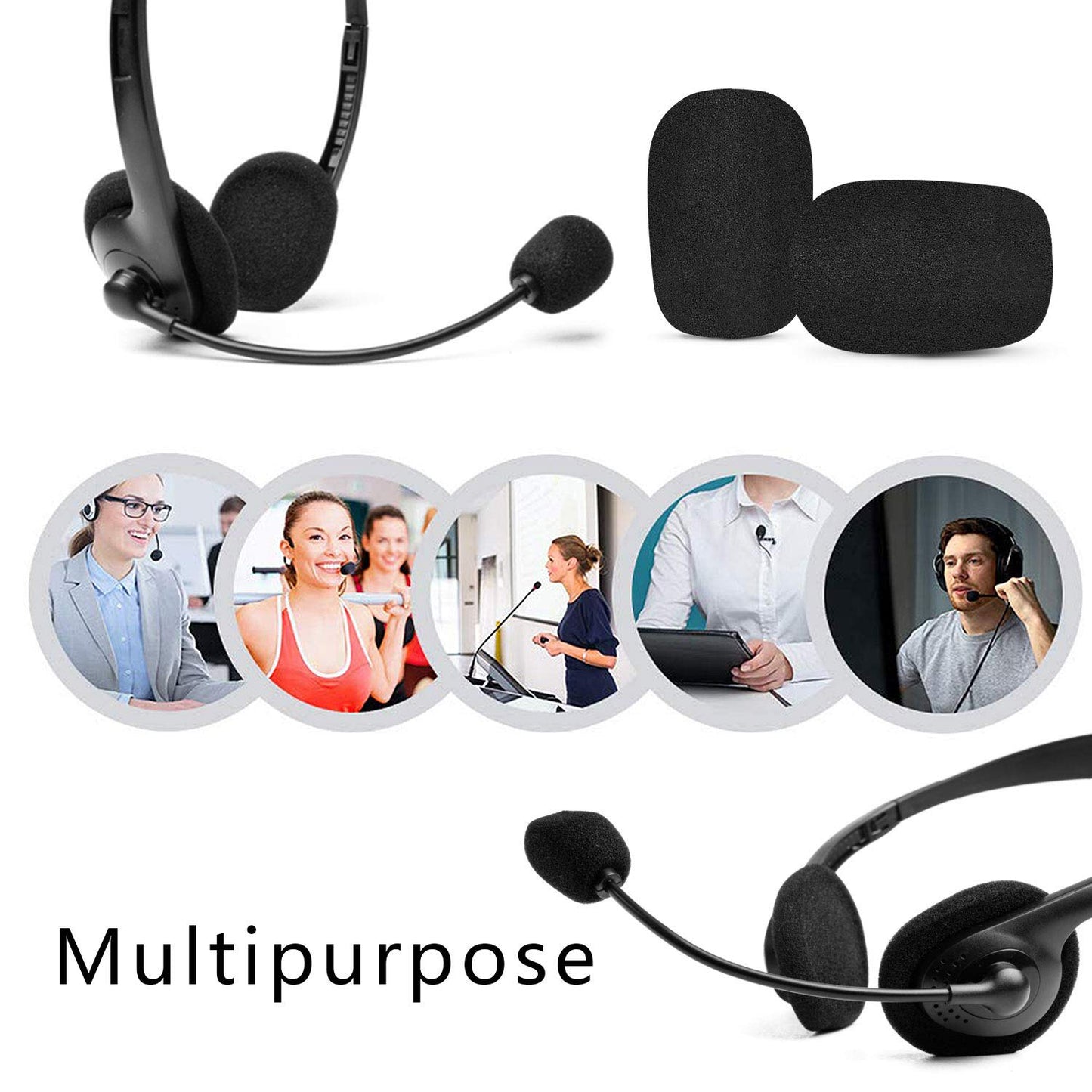 Phinus 10 Pack Lapel Microphone Windscreen, Headset Windscreen, Mic Foam Covers Lavalier Microphone Windscreen for Variety of Headset Microphone