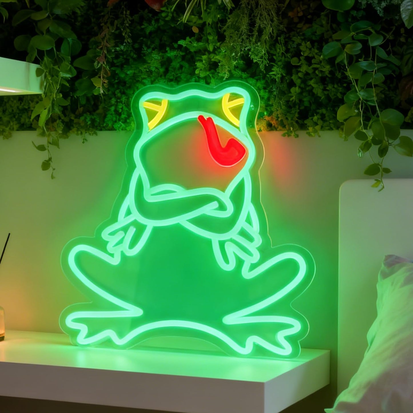 Frog LED Neon Sign, Cute Animals Shape Light Up Sign, USB Powered Dimmable Decorative Neon Light Home Bedroom Living Room Wall Table Decor Gift 14.2 x