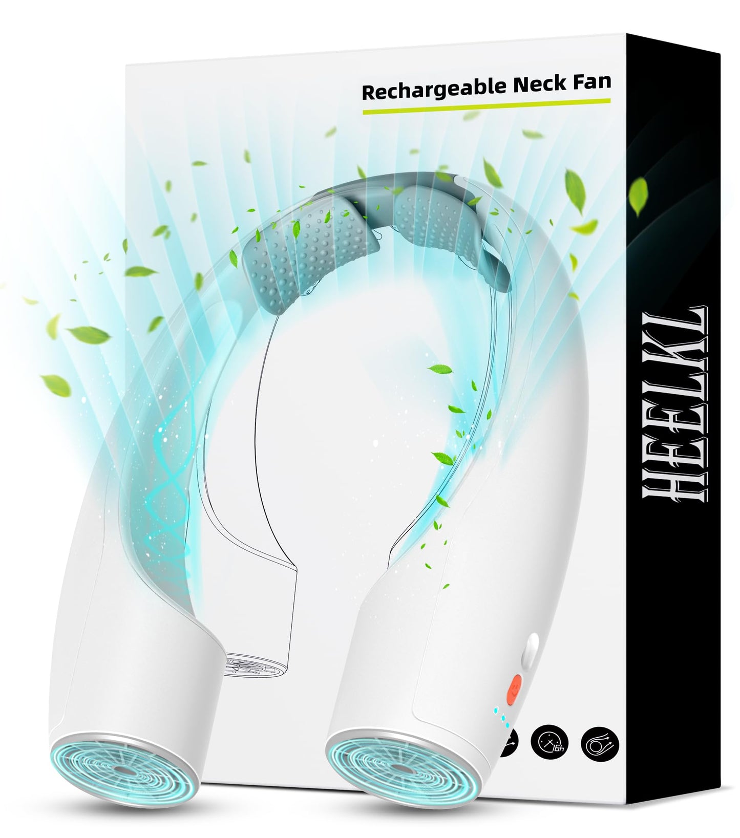 Heelkl AI Neck Fan, 4 Speeds Adjustable Portable Personal Fan Rechargeable, 4000 mAh Battery Faster Cooling Wearable Fan, Ultra Quiet for Home