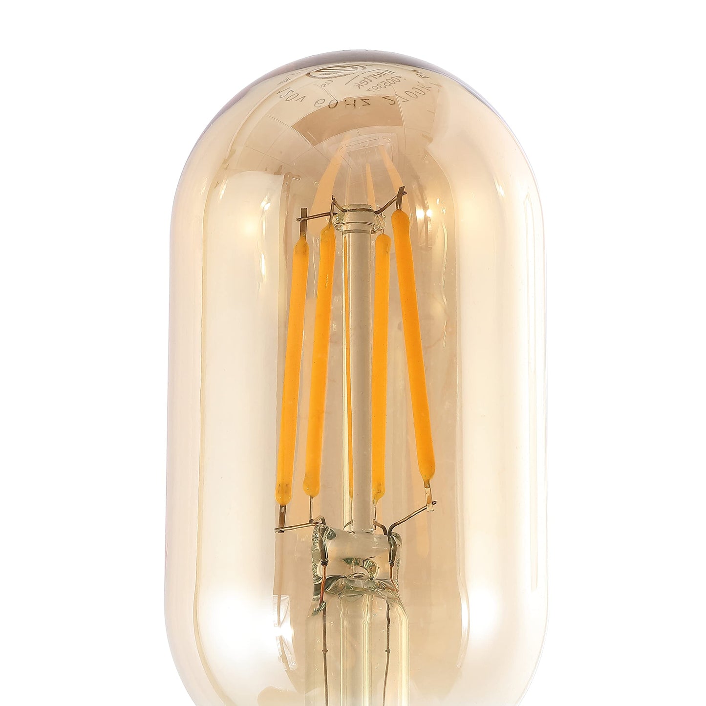 JONATHAN Y 4W Vintage LED Edison Tube Light Bulbs 4.3", Amber, Pack of 6