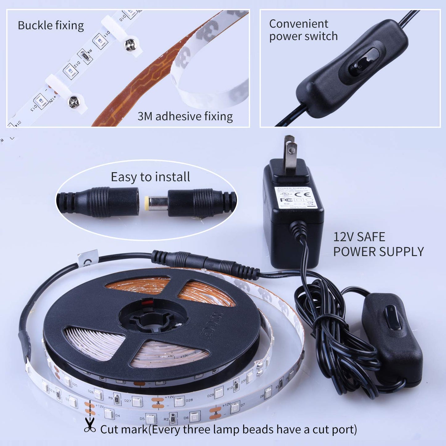 YAYIT 20ft LED Black Light Strip Kit,360 Units,12V Flexible Blacklight Fixtures, 6m LED Ribbon for Indoor Home Bedroom Decoration Fluorescent Dance