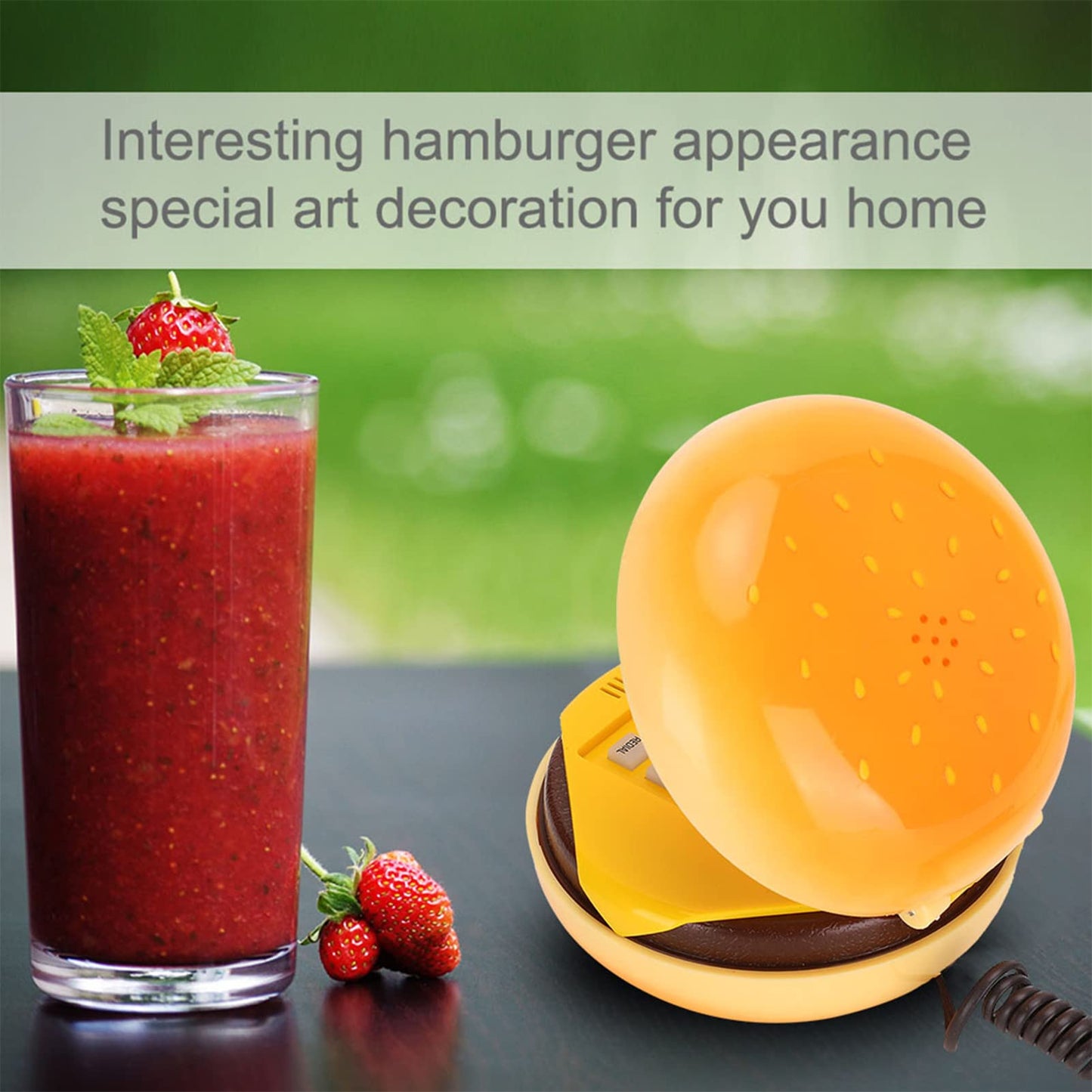 Wired Landline Hamburger Phone,Novelty Emulational Hamburger Telephone Wire Landline Phone,Home Restaurant Hotel Office Decoration Kids Gift