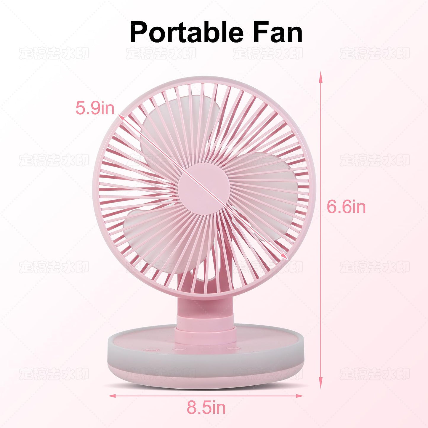MAWFOZIN Small Desk Fan With Night Light, Auto Oscillating Table Fan With 3000mAh Rechargeable Battery, USB Personal Fan With 4 Speeds Wind