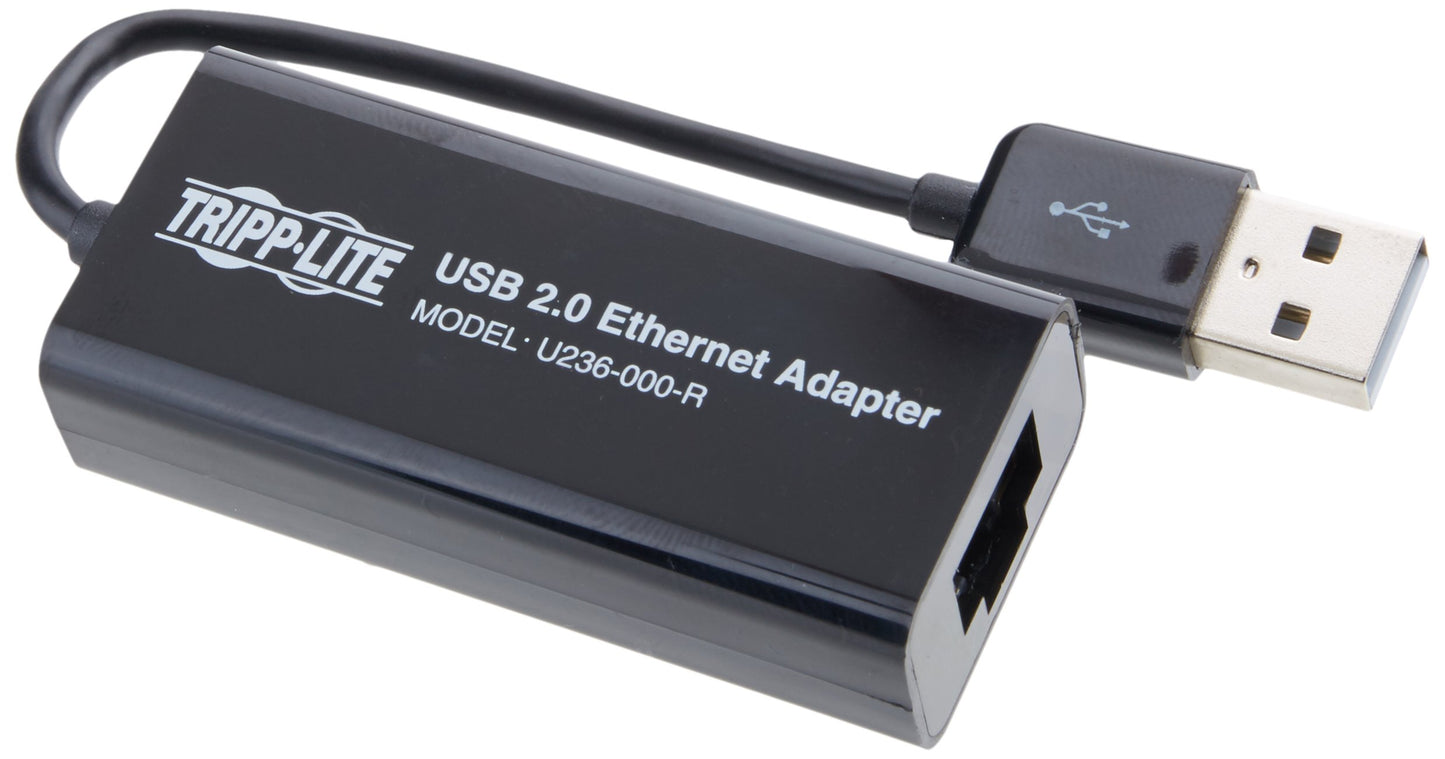 Tripp Lite USB to Ethernet Adapter, USB Type A to Gbe, 10/100 Megabits Per Second - Windows, Mac & Linux Compatible - 3-Year Warranty (U236-000-R)