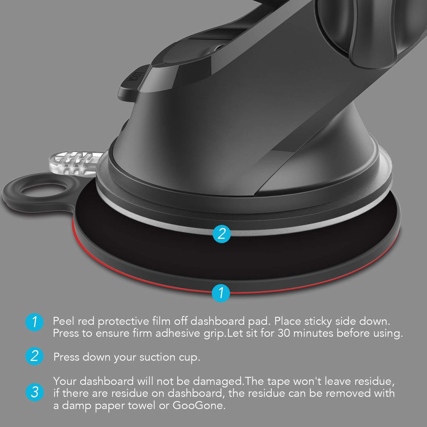 OQTIQ Replacement Suction Cup Mount Part, with Replacement Dashboard Pad Disc, 17.2mm Ball Joint Suction Cup with Adhesive Mounting Disk for Phone