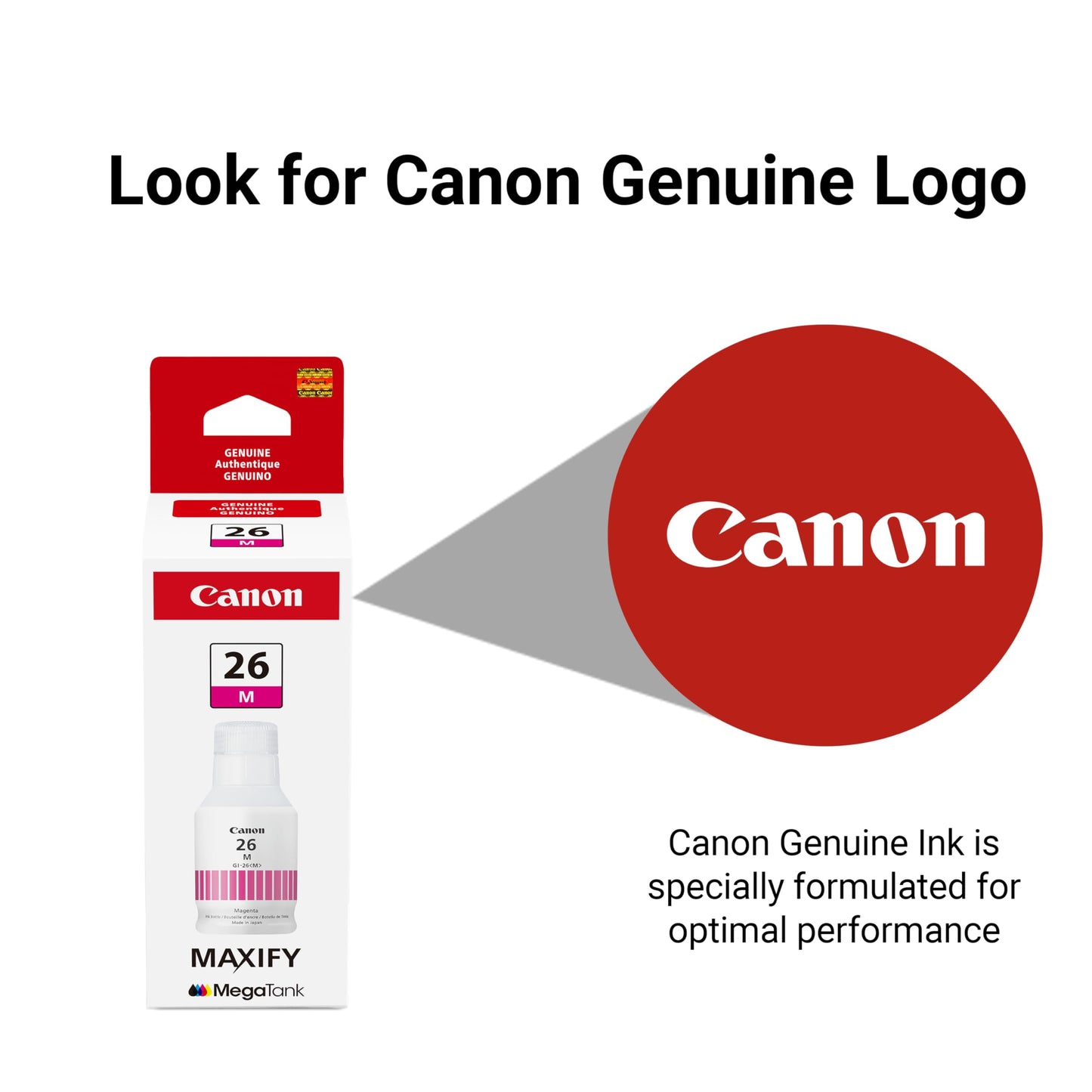 Canon GI-26 Genuine Pigment Magenta Ink Bottle, Compatible with MegaTank GX7120, GX6120, GX5120, GX6020, GX7020, GX6021, GX7021, GX5020, GX4020,
