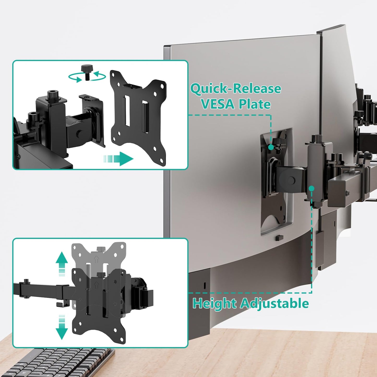 WALI Triple Monitor Wall Mount for 17 to 32 Inch, Computer Monitor Arm for 3 Screens, Swivel Tilt Wall Mount with Mounting Holes 75x75/100x100mm, Per