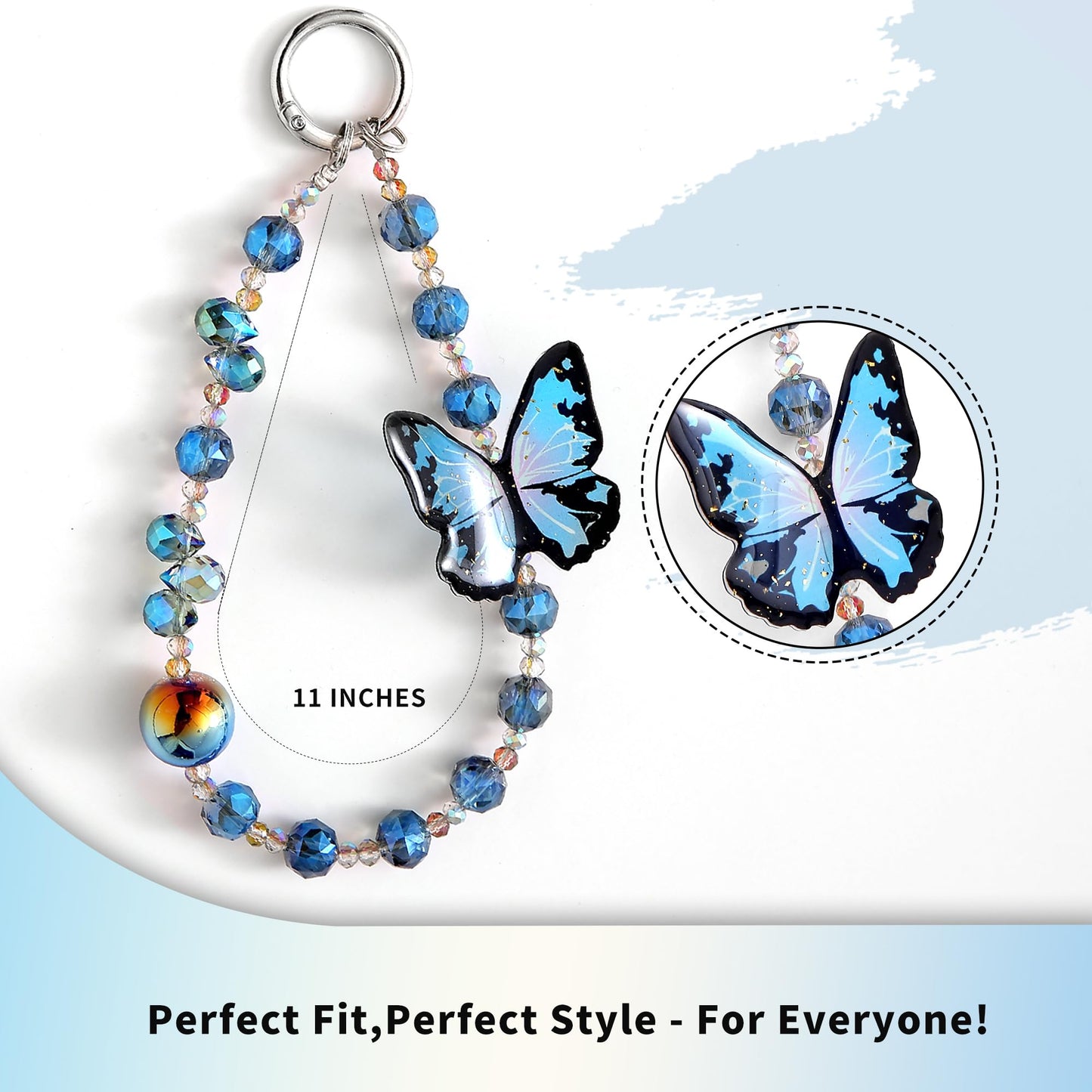 Phone Charm with Beaded Crystals, Anti-Theft Phone Strap, Hands-Free & Detachable Cellphone Lanyard, Cellphone Chain Wristlet with Tether Tab, Charms