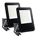 Simple Deluxe 2 Pack LED Flood Lights Outdoor, 100W 10000LM Super Bright Outside Work Light with Plug, IP65 Waterproof, 6500K Floodlight for Garage
