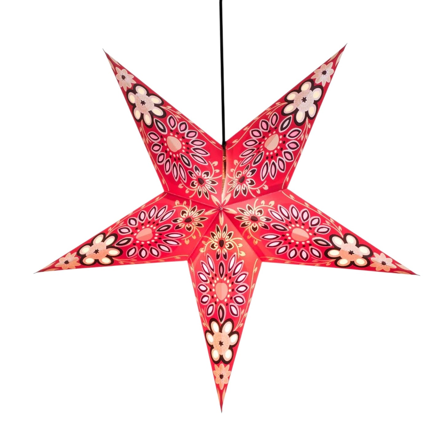 Om Gallery Paper Starlight 24 Inch - Handcrafted Hanging Star Lantern with 100% Recycled Material - Large Paper Star Lamp with 12-Foot UL Approved