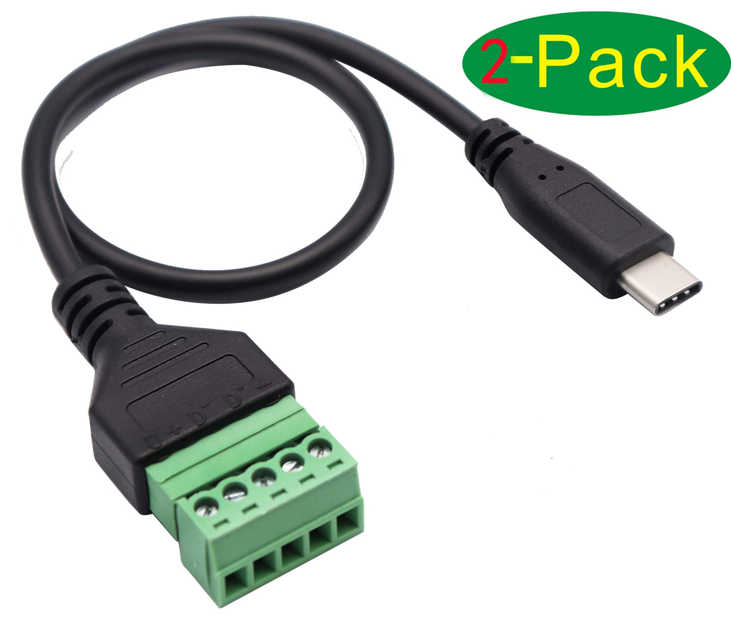 zdyCGTime Type C USB Screw Terminal Block Connector Cable 2.0 Type C USB Male Plug to 5 Pin Way Female Bolt Screw with Shield terminals Pluggable Type