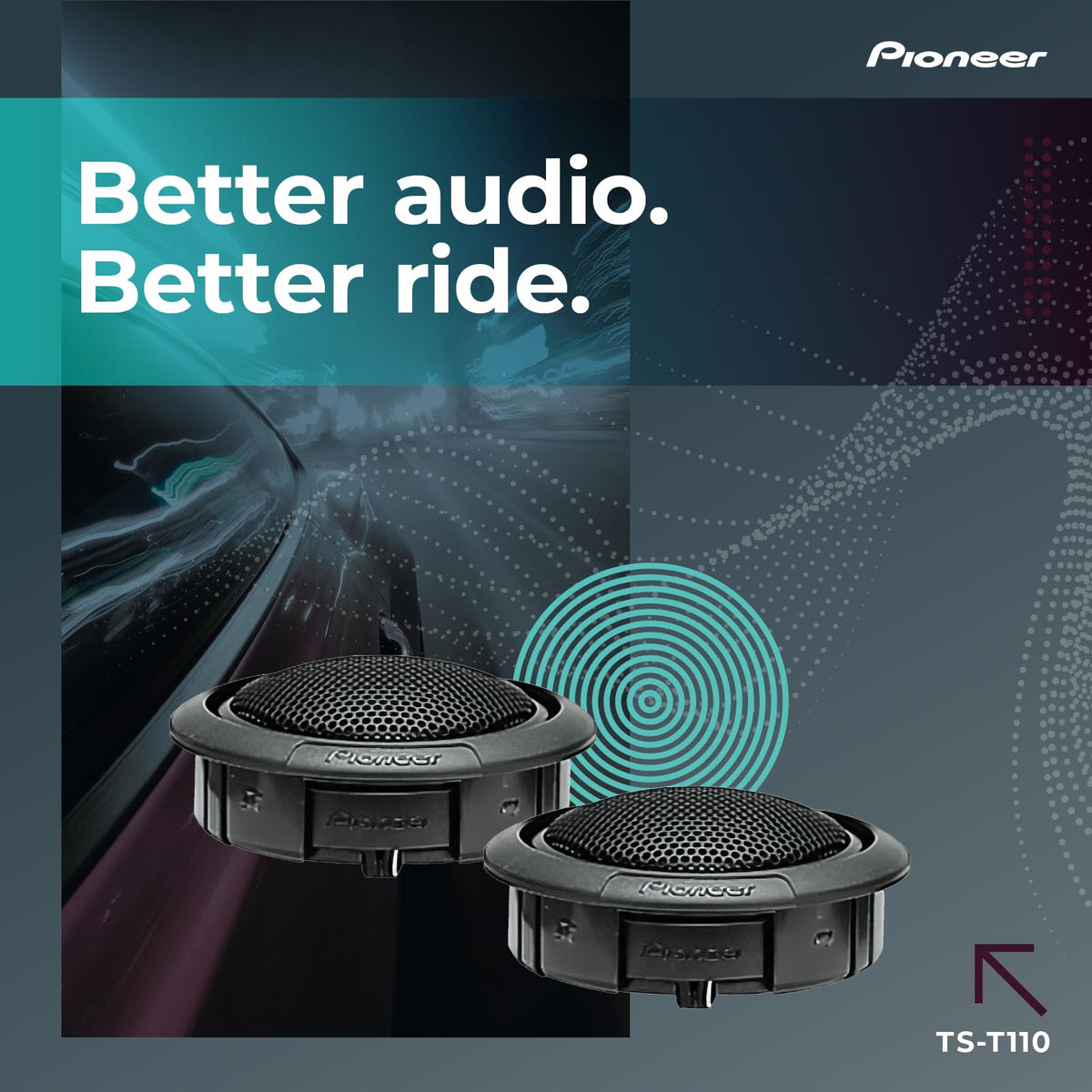 PIONEER TS-T110 7/8" Hard Dome Component Tweeters 120W Max