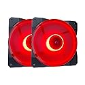 APEVIA CO212L-RD Cosmos 120mm Red LED Ultra Silent Case Fan w/ 16 LEDs & Anti-Vibration Rubber Pads (2 Pk)
