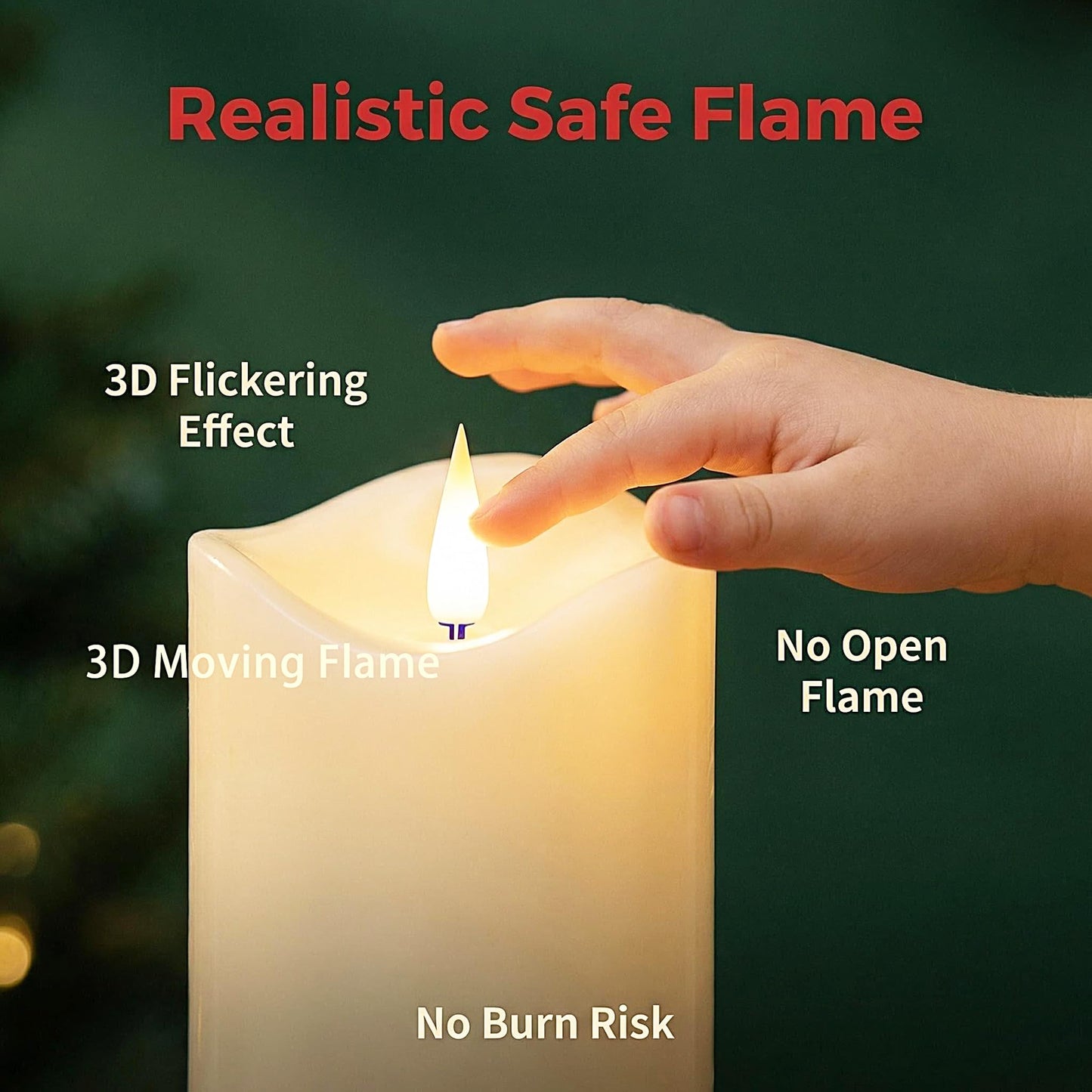 CFDECOR Flickering Flameless Candles with Remote Timer,Realistic 3D Moving Flame Led Candles,Set of 3 Battery Operated Pillar Fake Electronic Real Wax