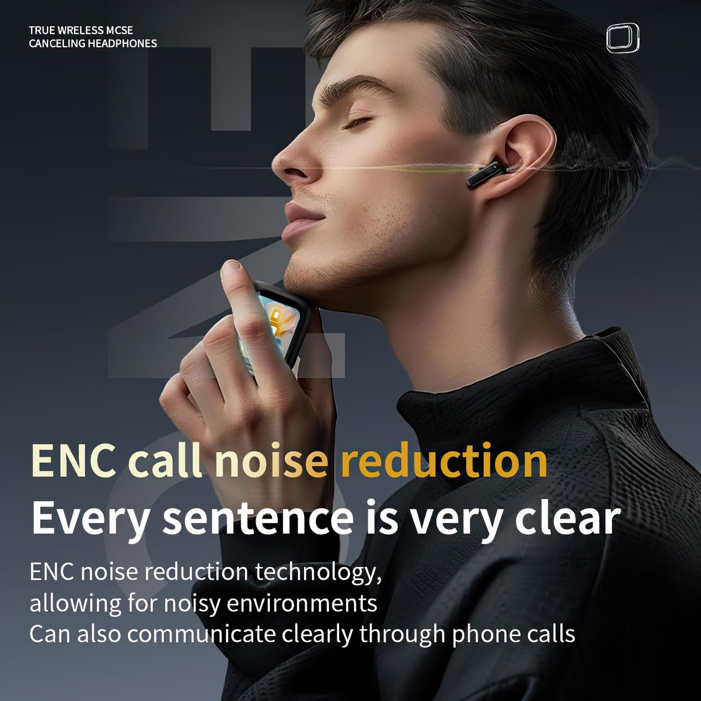HORNORM ANC Wireless Earbuds with Smart Touch Screen -Active Noise Cancelling Bluetooth 5.4 in Ear Earphones with Microphone,Stereo Sound - Long