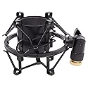 Rockville RockShock Black Metal Shock Mount with Foam Insert for Studio Condenser Microphones, Fits 43mm-48mm Mics, 5/8" Thread with 3/8" Adapter
