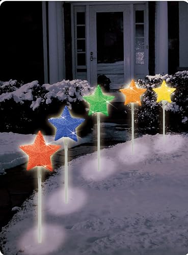 Brite Star 5 ct 23.25 in H Symphony of Lights Color Changing Light Show Star Pathmarkers
