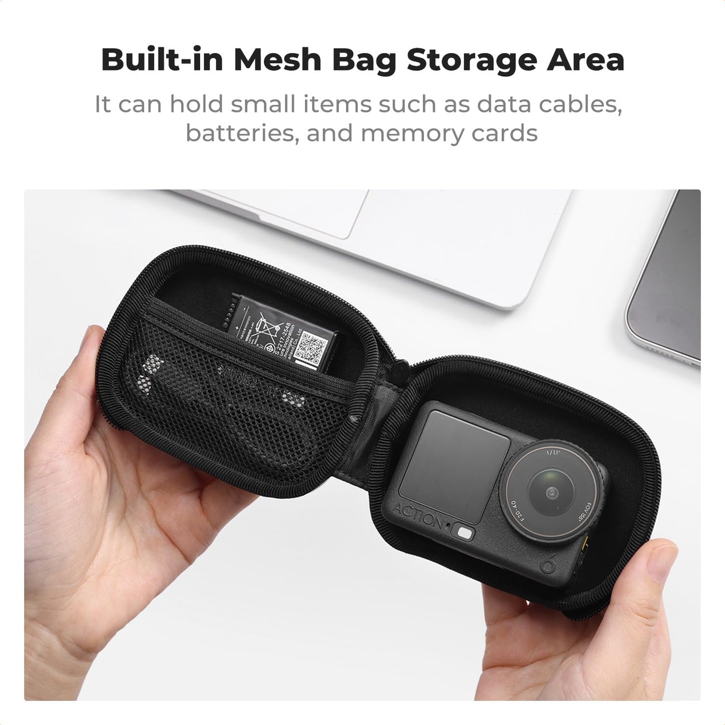 K&F CONCEPT Semi Open Carrying Case for DJI Osmo Action 6/3/4/5 Pro, Small EVA Hard Storage Bag Portable Travel Protector Case for Go Pro Hero