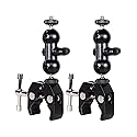 QYXINC Cool Dual Ball head Magic Arm Adapter Camera Clamp Mount Super Clamp with 1/4 and 3/8 Thread, for DSLR Camera Rig, LED Light, Flash Light