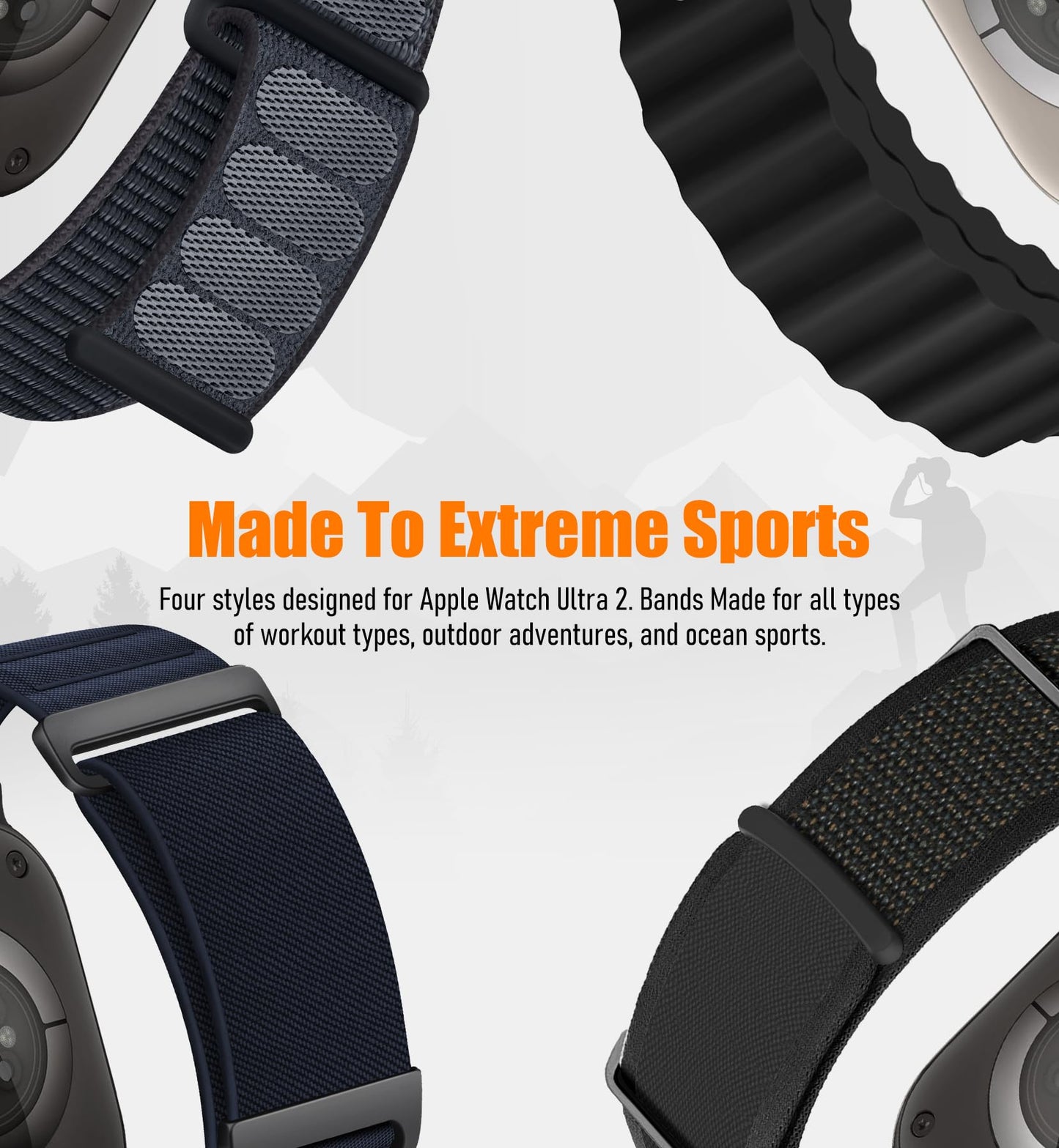 8 Pack Compatible with Apple Watch Band 42mm 40mm 41mm 38mm for Women Men,Breathable Trail Loop+Alpine Loop+Ocean Band+Nylon Sport Loop for iWatch