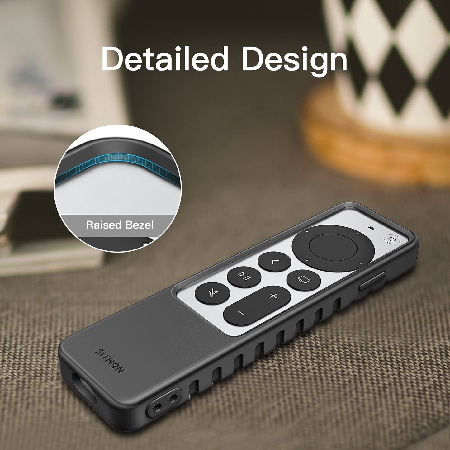 SITHON Silicone Case for Apple TV 4K 2022 2021 Remote, Lightweight Shockproof Anti Slip Protective Cover with Lanyard Strap for Apple TV 4K / HD Siri