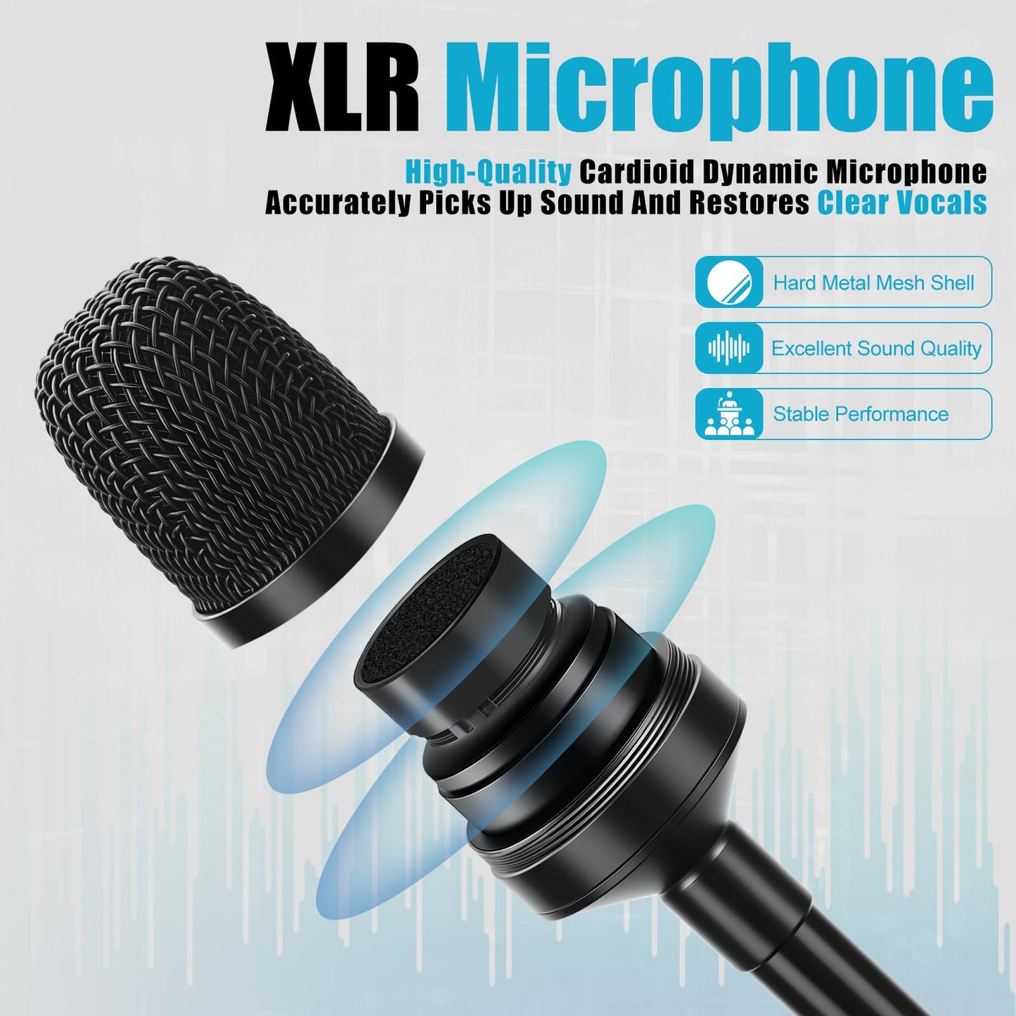 Dynamic Gooseneck Microphone, Professional XLR Wired Dynamic Microphone With 360-Degree Rotation And Flexibility. DJ Microphone Suitable For Audio