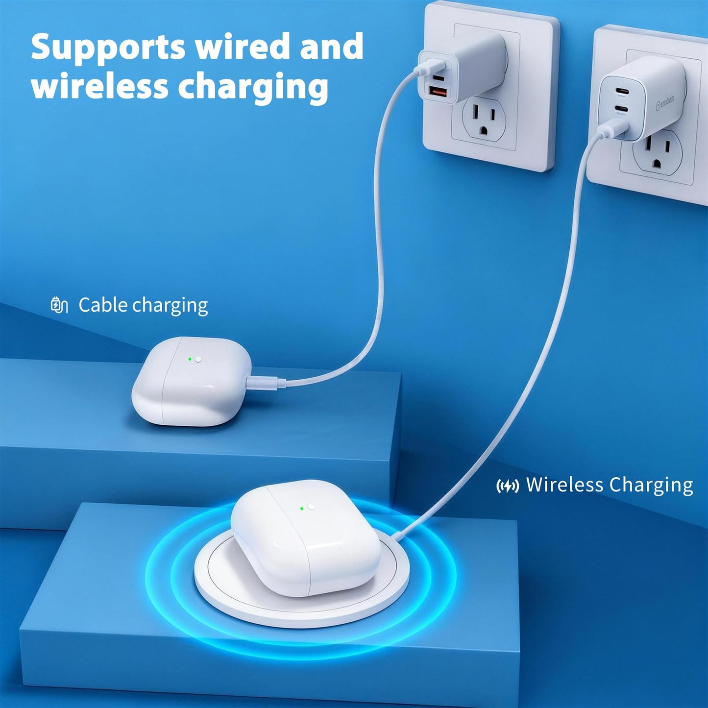 Wireless Charging Case Replacement Compatible with AirPod Pro 2nd & 1st Generation, AirPod Pro 2 1 Case with Bluetooth Pairing Sync Button,USB-C