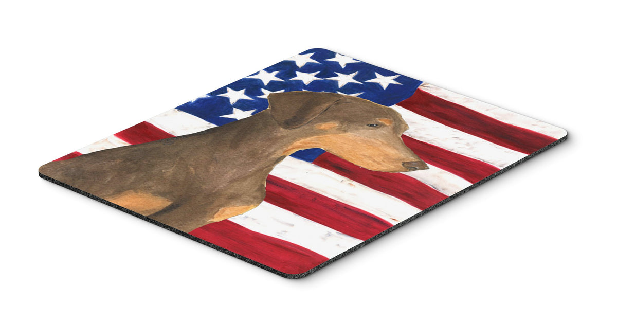 Caroline's Treasures SS4058MP USA American Flag with Doberman Mouse Pad, Hot Pad or Trivet for Home Office Gaming Working Computers Laptop Mouse