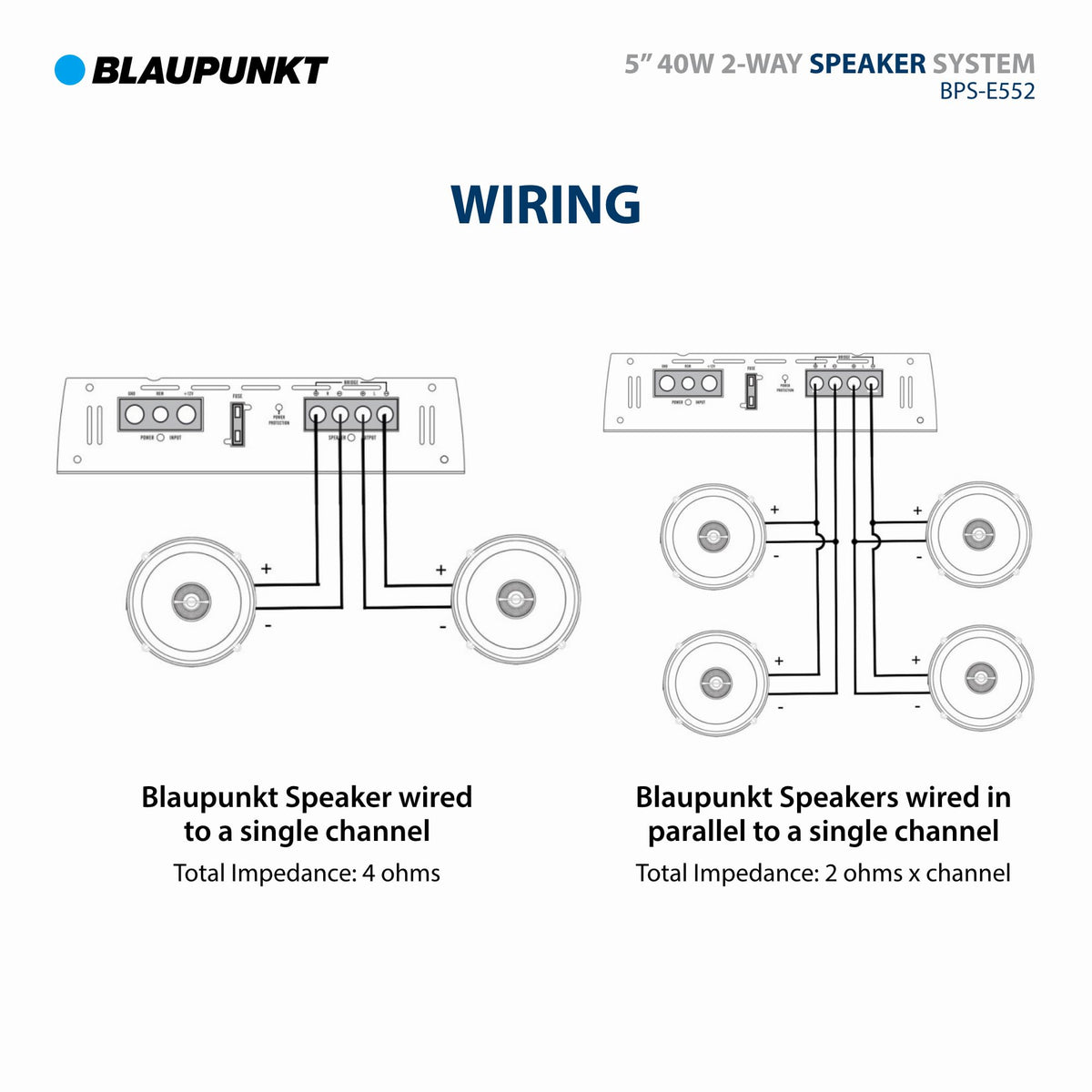BLAUPUNKT BPS-E552 5" 2-Way Car Speakers 80W with Grilles - Superior Sound Clarity, Durable Design, Easy Install - Pair Bundle with Gravity Magnet Phone Holder