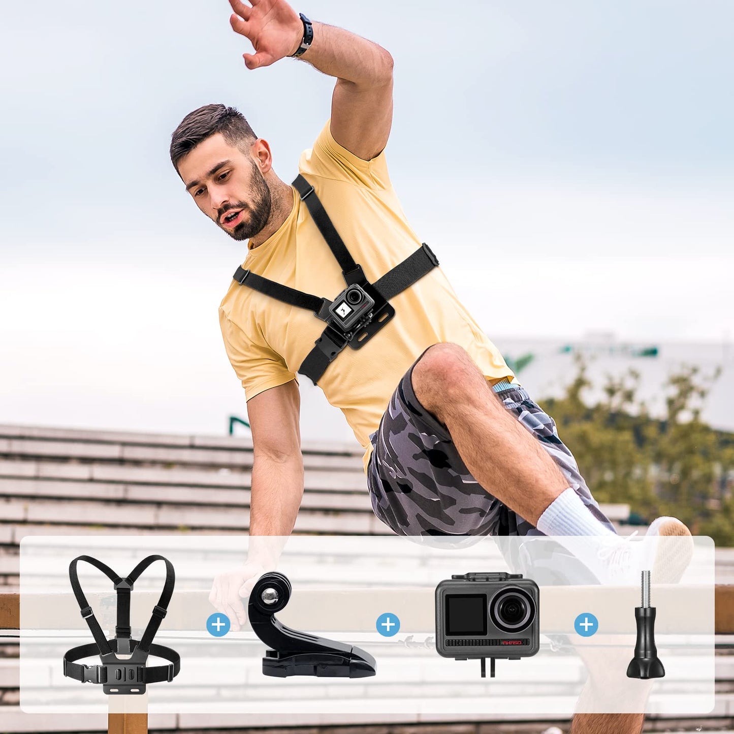 AKASO Action Camera Parkour Kit Compatible with AKASO EK7000/EK7000 Pro/Brave 4/Brave 4 Pro/Brave 7 LE/Brave 7/Brave 8/V50X/V50 Pro/V50 Elite/GoPro