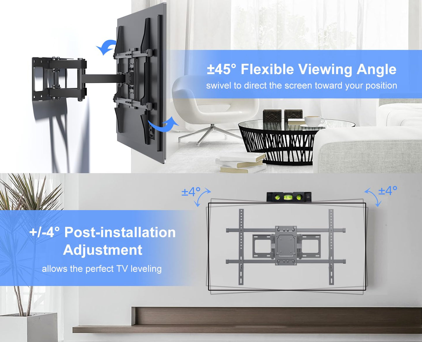 Aeons Heavy Duty Full Motion TV Wall Mount Bracket for Most 32-84 inch Flat Curved TVs with Swivel, Tilt, Extension, up to 132 lbs, Max VESA 600x400mm