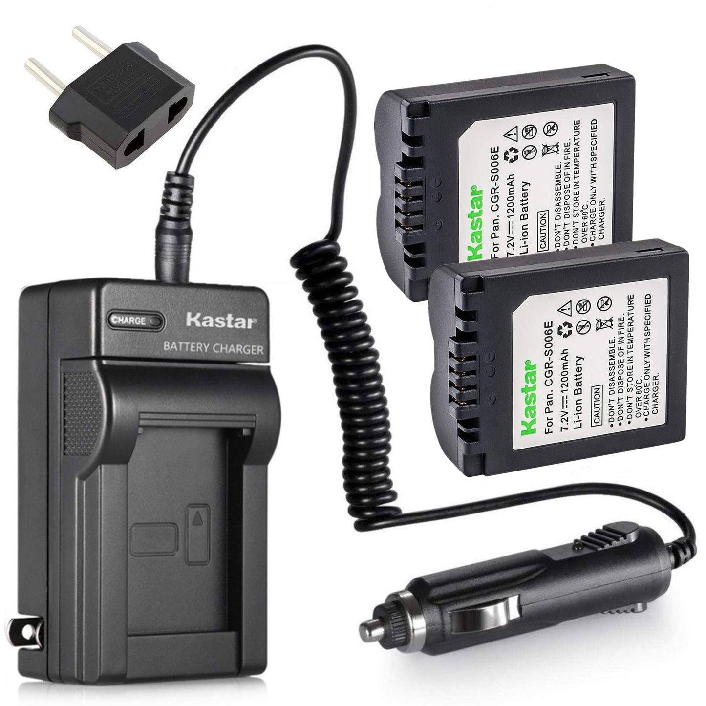 Kastar 2 Pack Battery and Charger for Panasonic CGR-S006A/1B DE-993A DE-993B DE-994 DE-A43B and Panasonic Lumix DMC-FZ30 DMC-FZ35 DMC-FZ38 DMC-FZ50