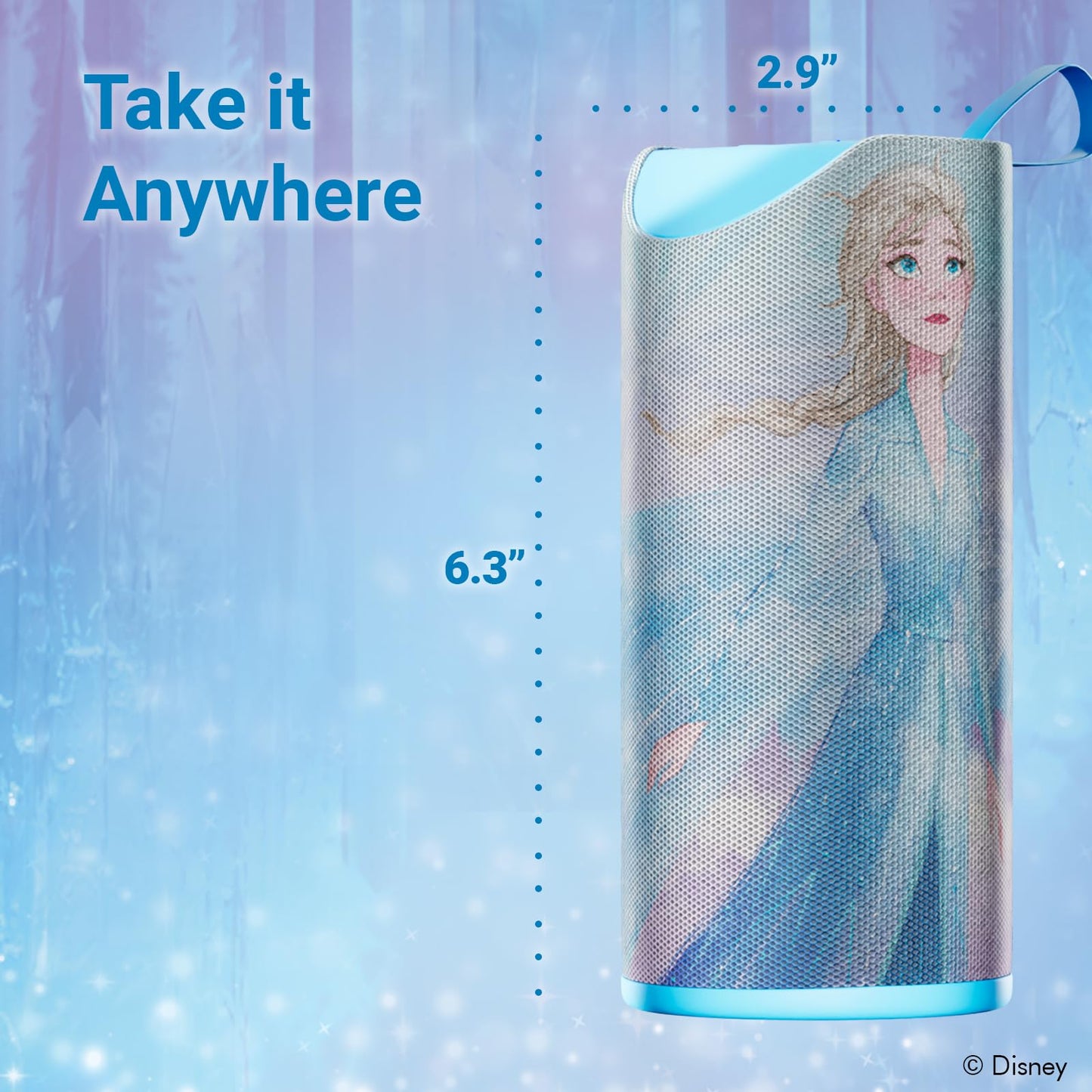iJoy Disney Frozen Anna and Elsa Fan Splashproof Wireless Speaker - Bluetooth Speaker W/ 3 Hrs Playtime/SD Slot/FM Radio - Disney Frozen Gifts