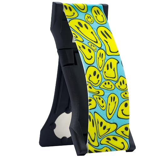 LOVEHANDLE PRO Premium Phone Grip - Silicone Phone Strap - Magnetic Phone Mount and Kickstand for Smartphone and Tablet - Smiley Faces