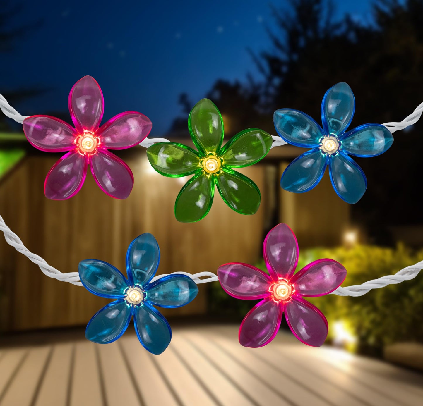 Northlight Flowers Indoor Outdoor Patio Light Set - 9' White Wire - 10ct