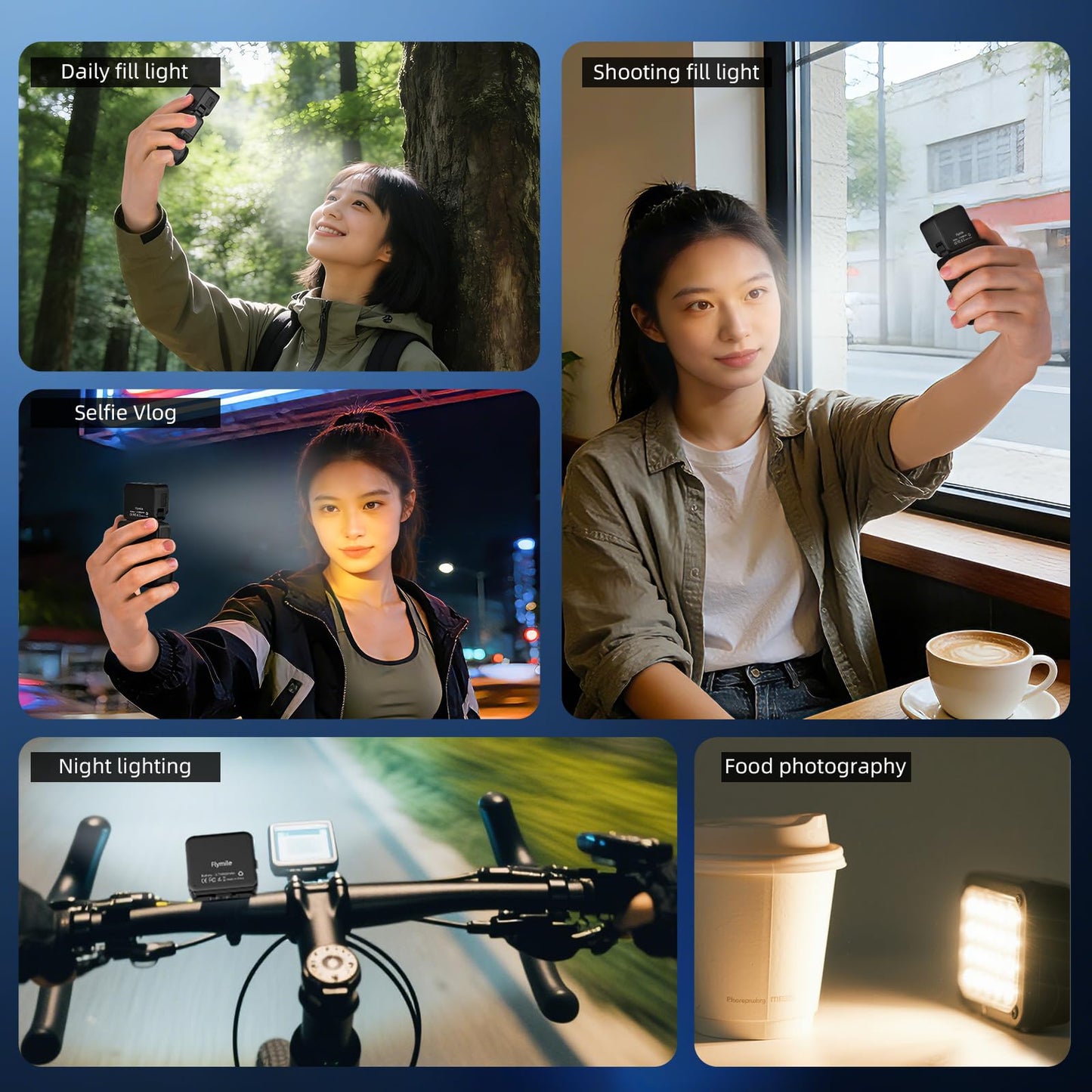 BRDRC Action 6 Magnetic Mini LED Fill Light, Photography Fill Video Lighting with Quick-Release Cold Shoe Adapter, 3 Color Modes, 4 Levels Brightness