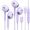 USB C Headphones for iPhone 17, 2 Pack USB Type C Earbuds HiFi Stereo Noise Earphones reduction with Mic&Volume Control for iPhone 17 16 15, iPad Pro