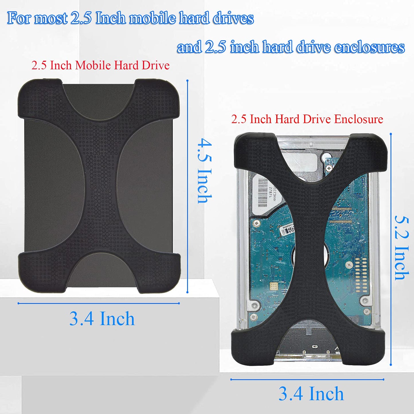 T-SIDAKE 4 Pieces of 2.5 Inch Silicone Hard Drive Protective Case, Shock Proof and Drop Proof Elasticity to Protect Your Device Safety, Suitable